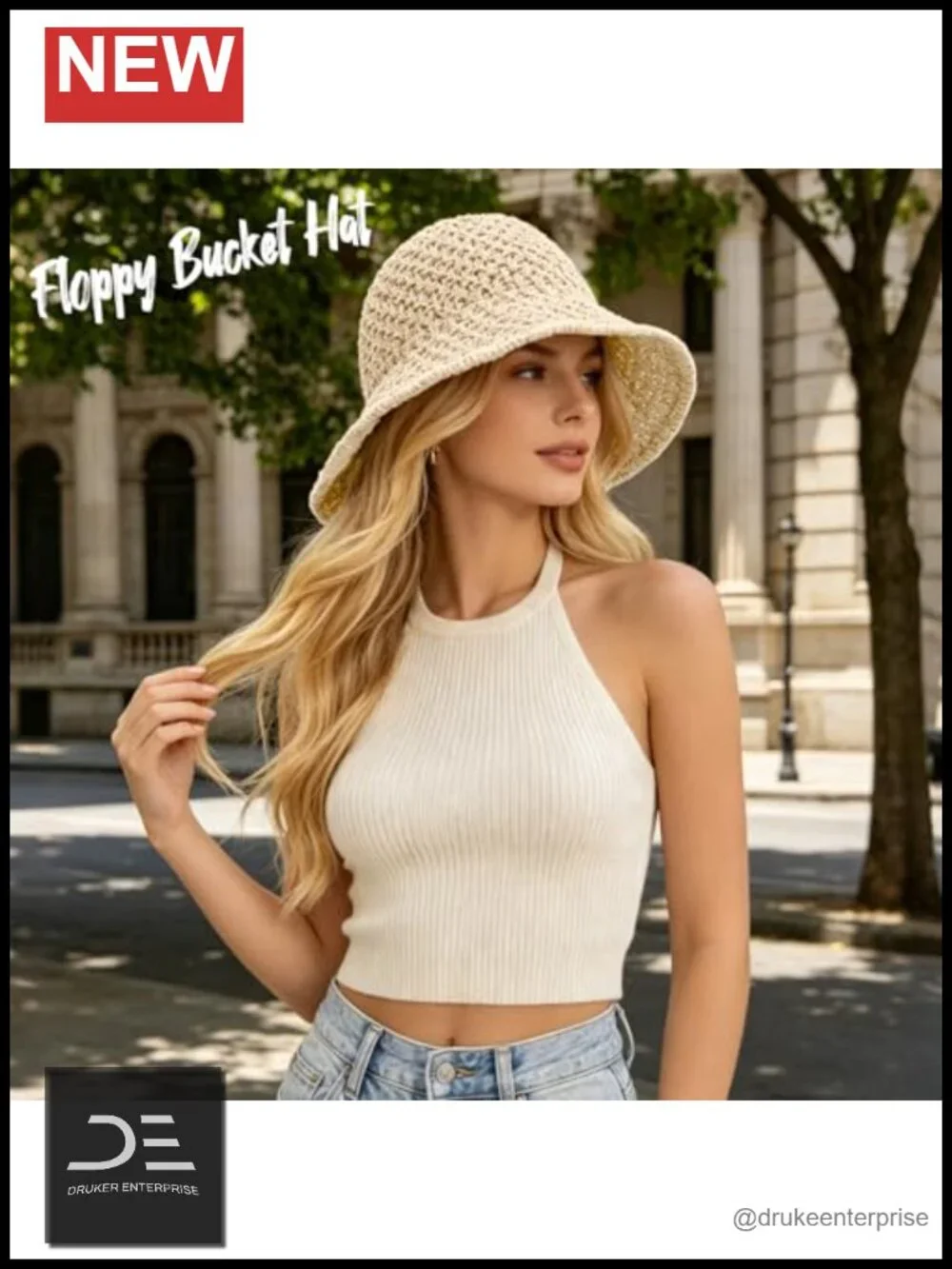 Straw Beach Sun Hat Floppy Crochet UV Protection Packable Bucket Hat
